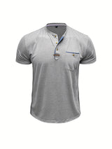 Saxon - Elegante Camiseta de Cuello Redondo con Bolsillo