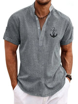 Elliott – Camisa Elegante de Manga Corta con Cuello Alto