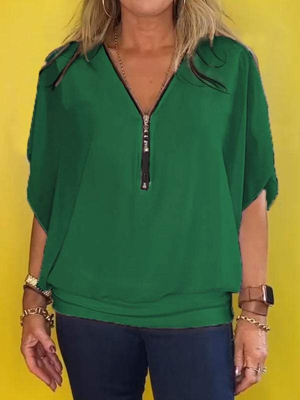 Paloma - Blusa informal con cremallera para mujer