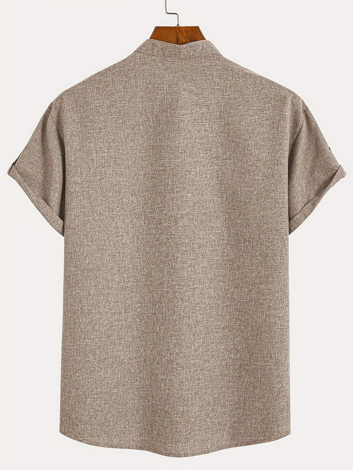 Elliott – Camisa Elegante de Manga Corta con Cuello Alto