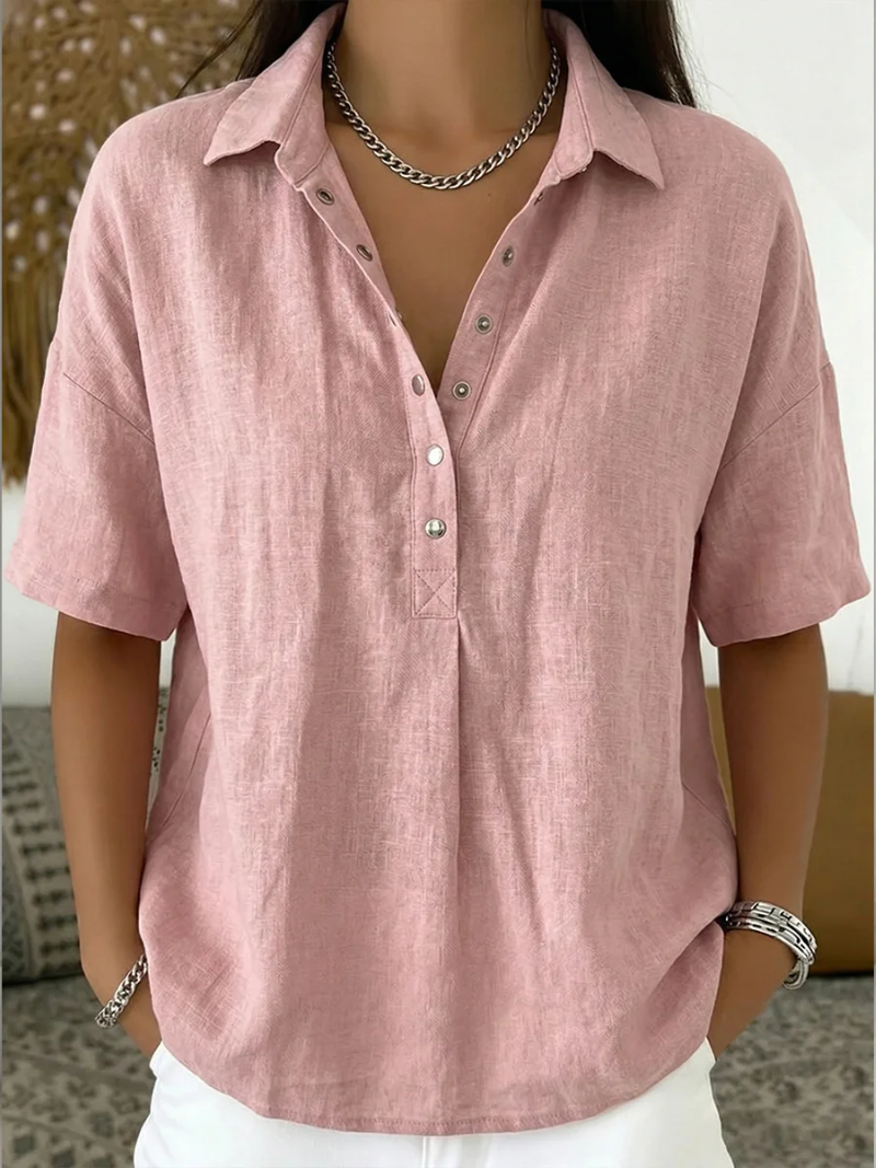Ana&José | BLUSA DE CUELLO EN PICO CON BOTONES PARA MUJER