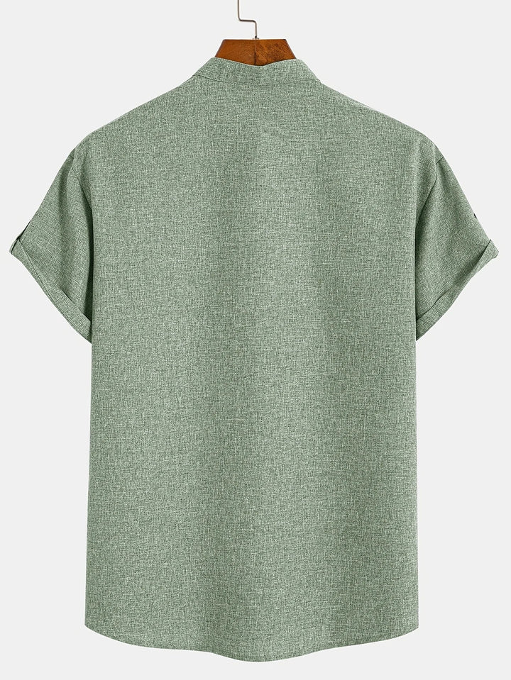 Elliott – Camisa Elegante de Manga Corta con Cuello Alto