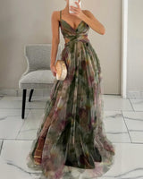 Claudia|™ Encantador vestido largo con estampado floral