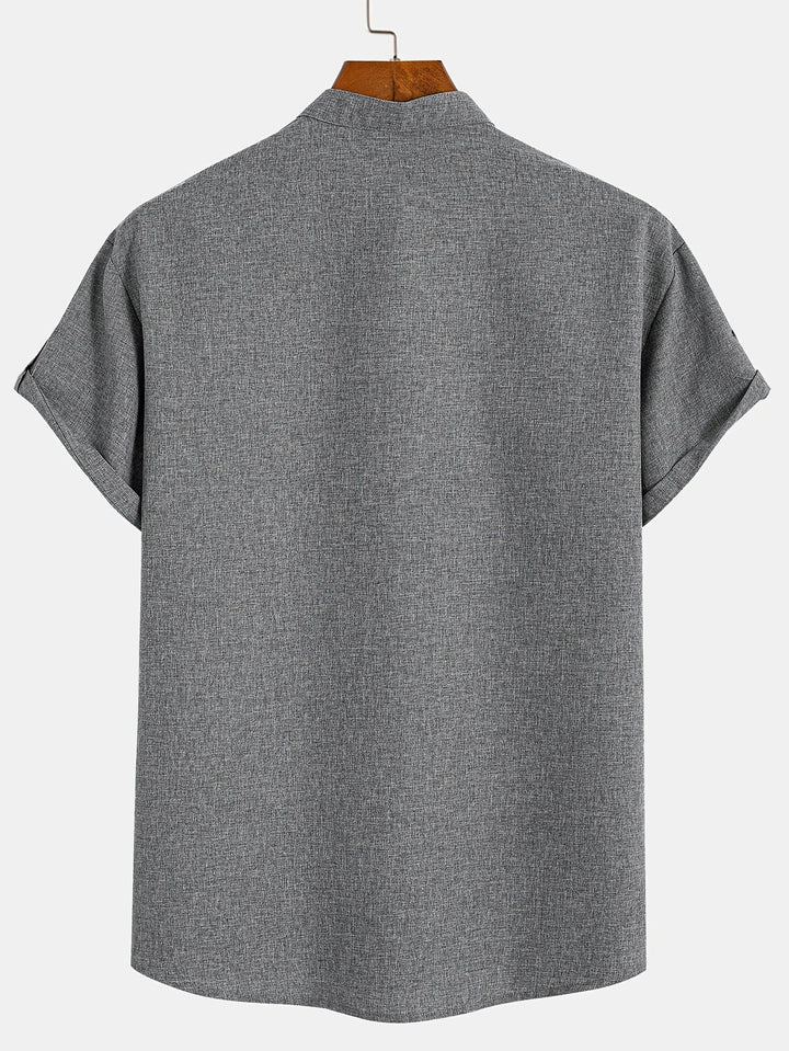 Elliott – Camisa Elegante de Manga Corta con Cuello Alto