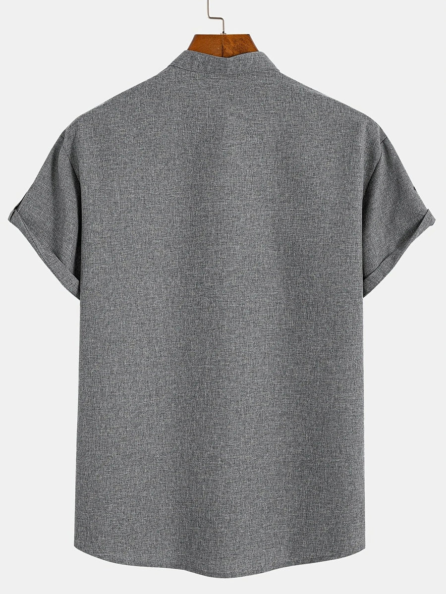 Elliott – Camisa Elegante de Manga Corta con Cuello Alto
