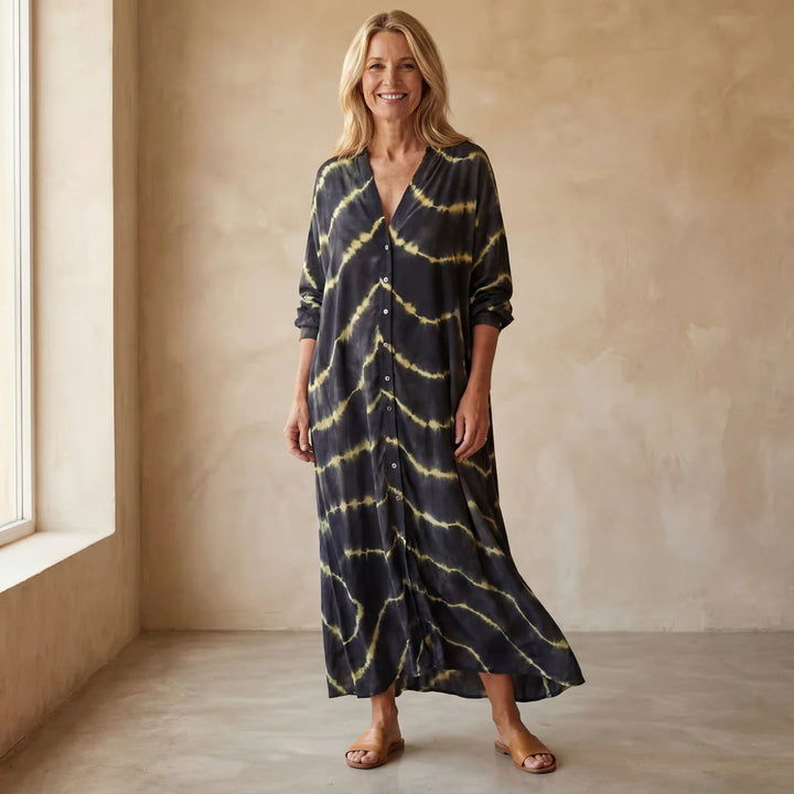 Julia™ Vestido largo bohemio de rayas
