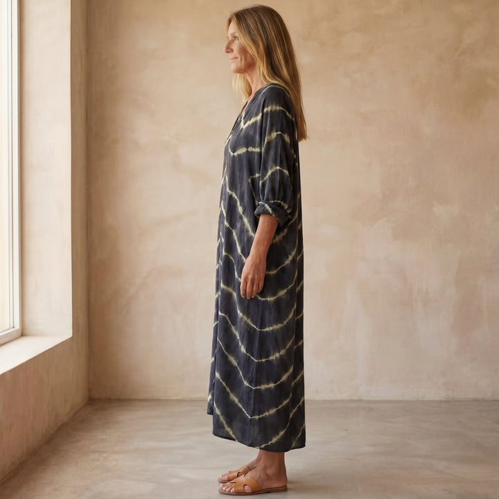 Julia™ Vestido largo bohemio de rayas