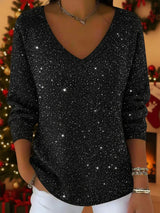 Reina - Jersey casual con brillo festivo y elegancia sin esfuerzo
