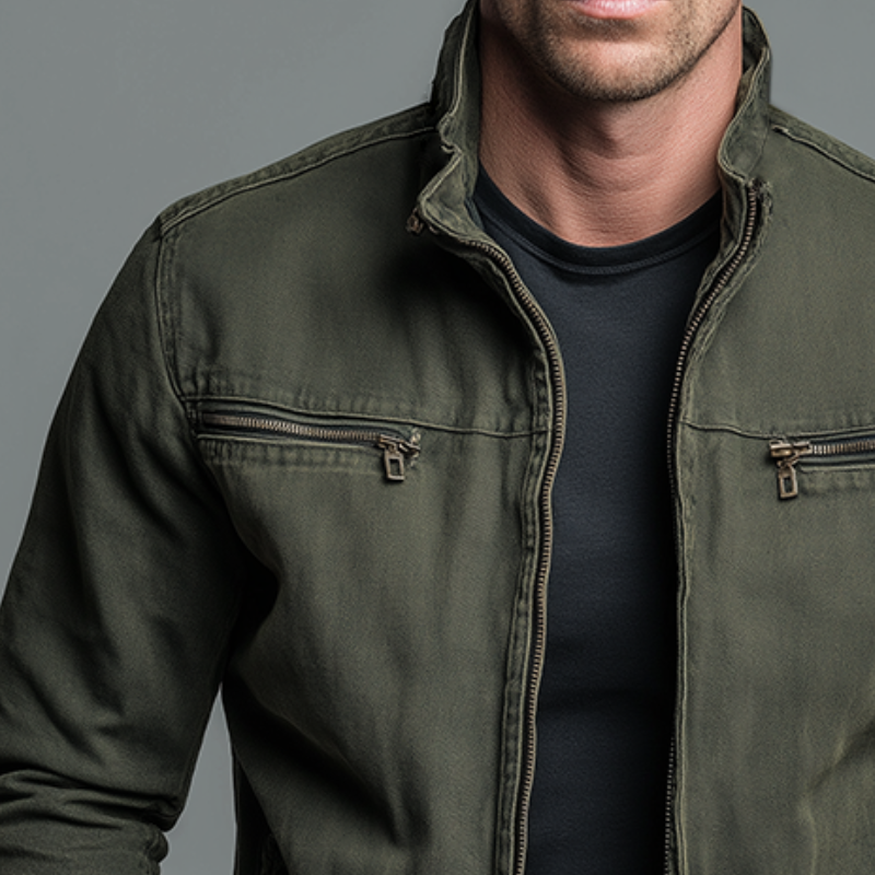 Ana&José™ | Chaqueta vintage de algodón con cierre de cremallera