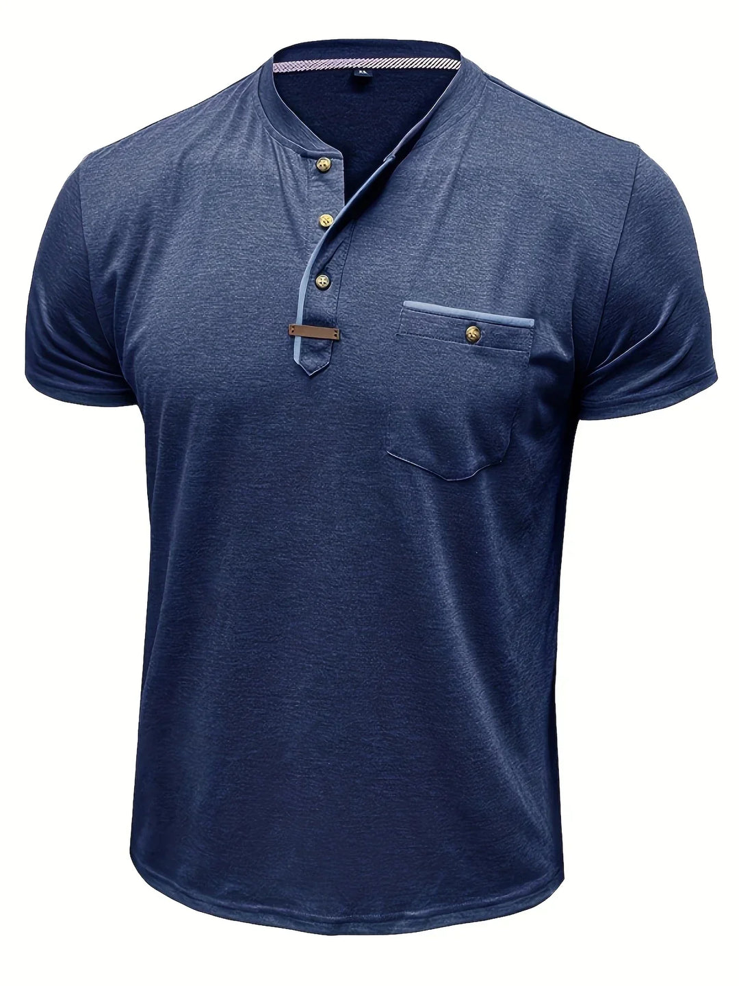 Saxon - Elegante Camiseta de Cuello Redondo con Bolsillo