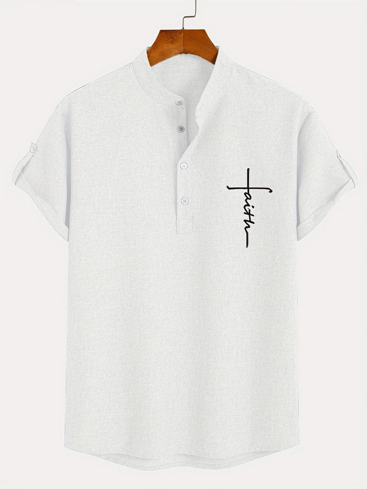 Elliott – Camisa Elegante de Manga Corta con Cuello Alto