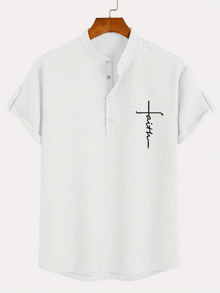 Elliott – Camisa Elegante de Manga Corta con Cuello Alto