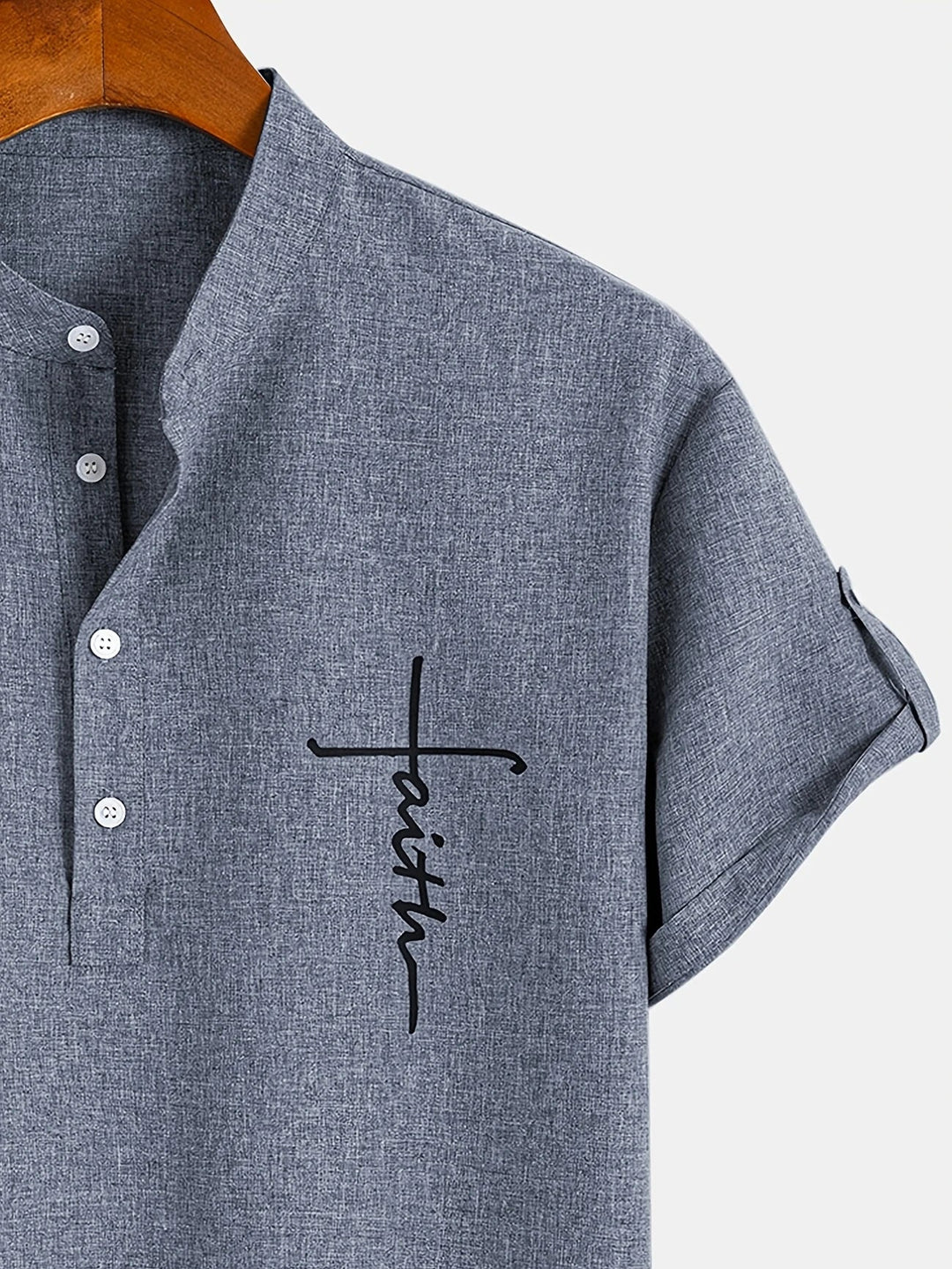 Elliott – Camisa Elegante de Manga Corta con Cuello Alto