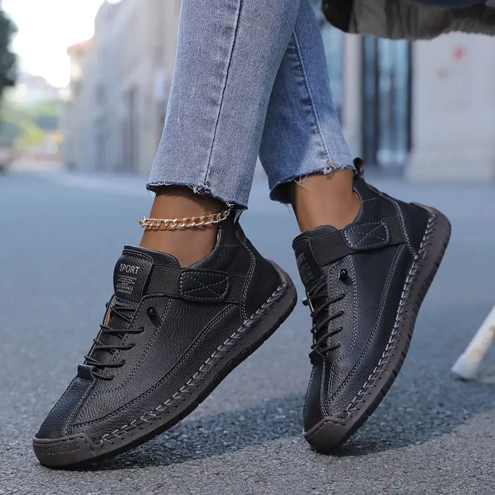 Gisela - Zapatillas ortopédicas cómodas de efecto piel