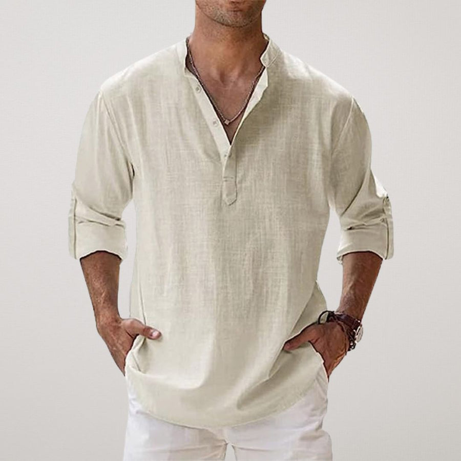 Ana&José | Camisa Henley de algodón con efecto lino