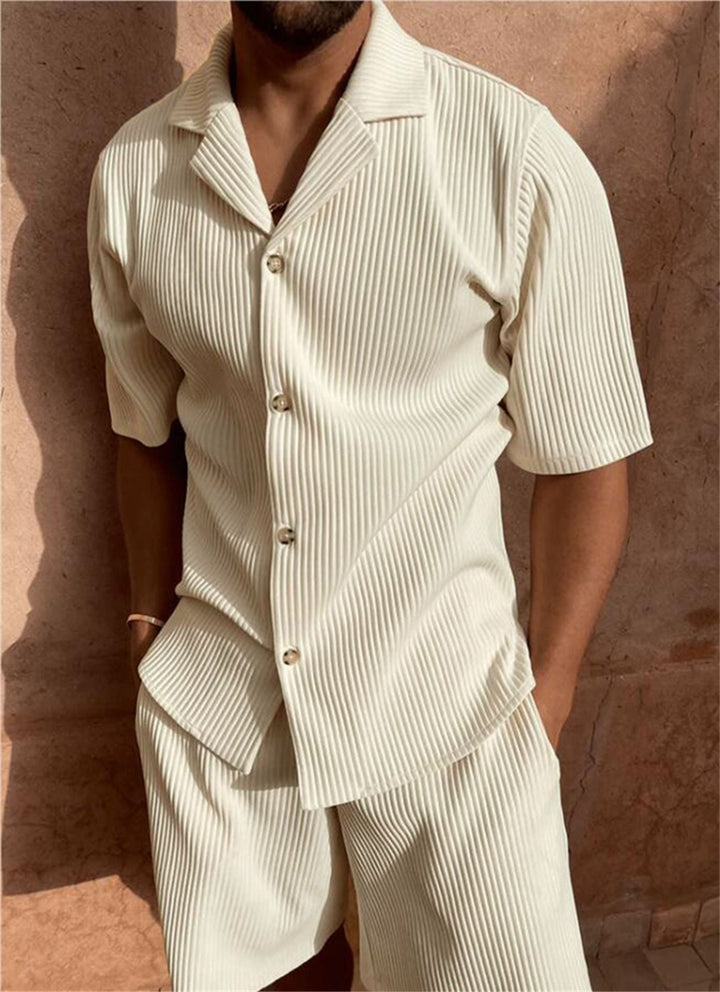 Conjunto de Camisa y Pantalones Cortos Relajados para Hombres