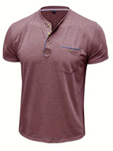 Saxon - Elegante Camiseta de Cuello Redondo con Bolsillo