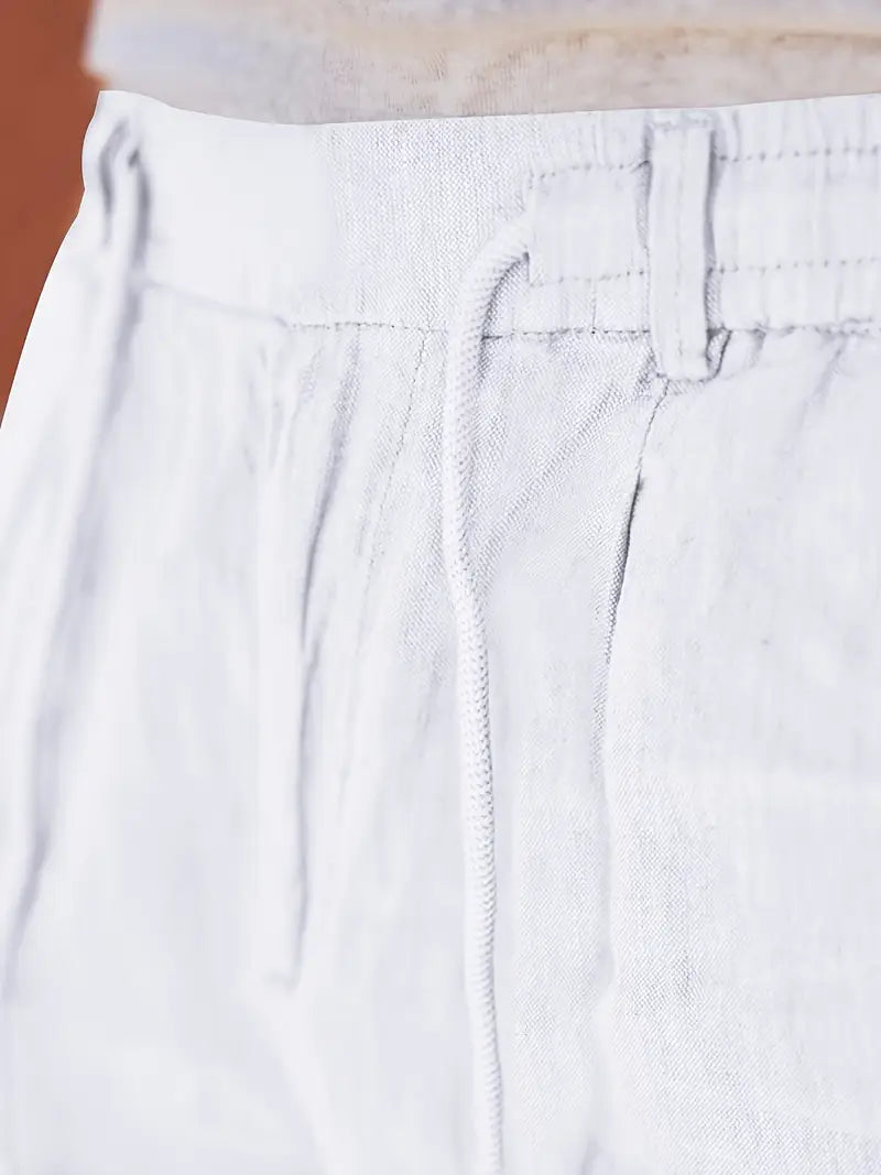 NICHOLS | PANTALONES LARGOS DE LINO CON CORDÓN