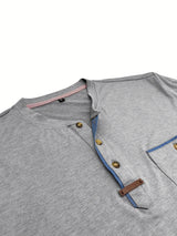 Saxon - Elegante Camiseta de Cuello Redondo con Bolsillo
