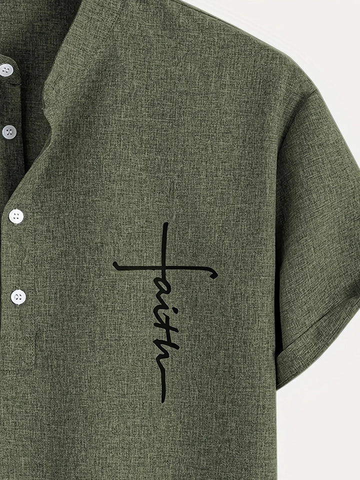 Elliott – Camisa Elegante de Manga Corta con Cuello Alto