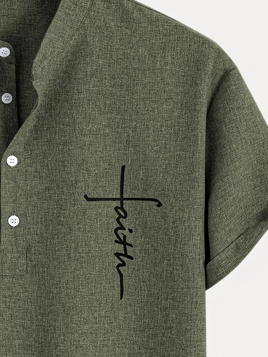 Elliott – Camisa Elegante de Manga Corta con Cuello Alto