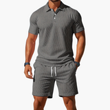 Conjunto de Polo de Manga Corta y Pantalones Cortos para Hombre con Cintura Ajustable