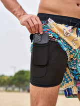 Shorts de baño de secado rápido con compresión interna para hombres