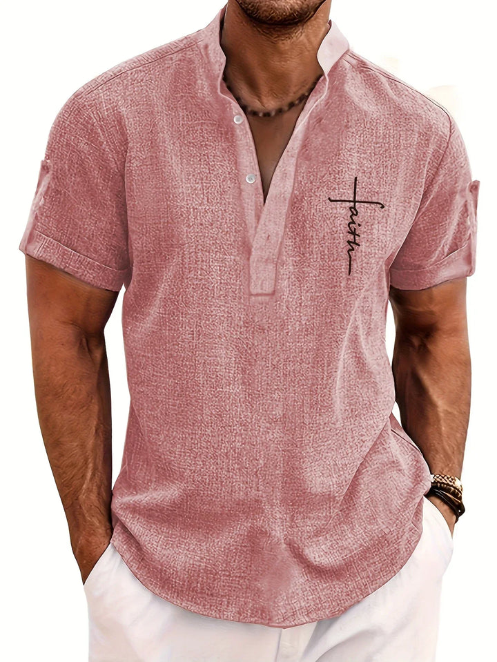 Elliott – Camisa Elegante de Manga Corta con Cuello Alto