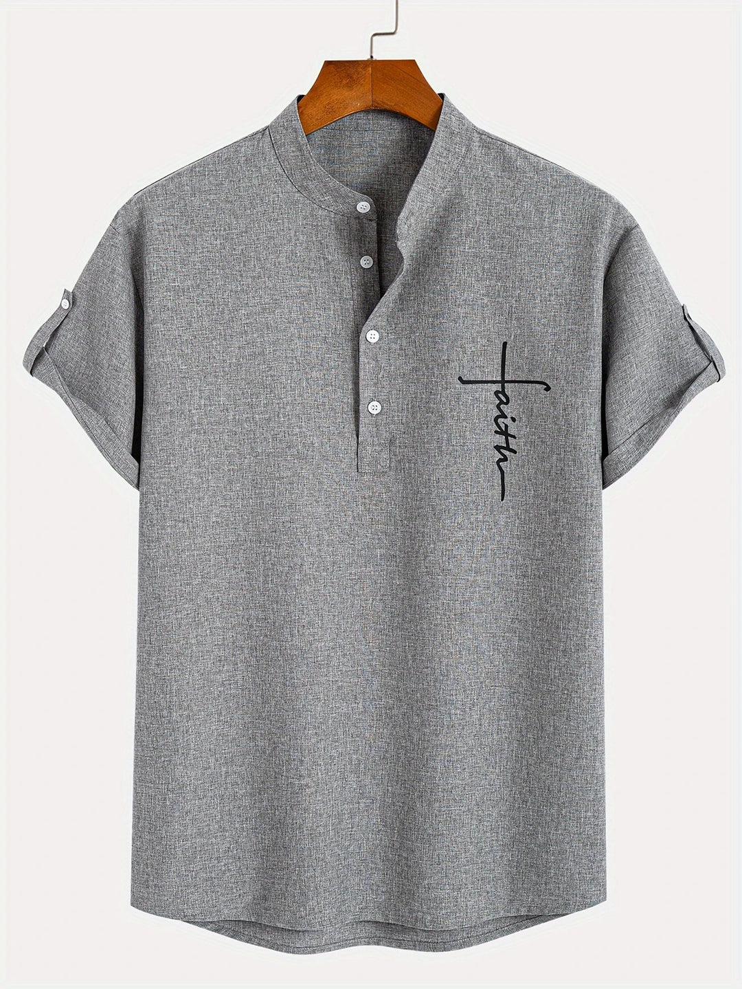 Elliott – Camisa Elegante de Manga Corta con Cuello Alto