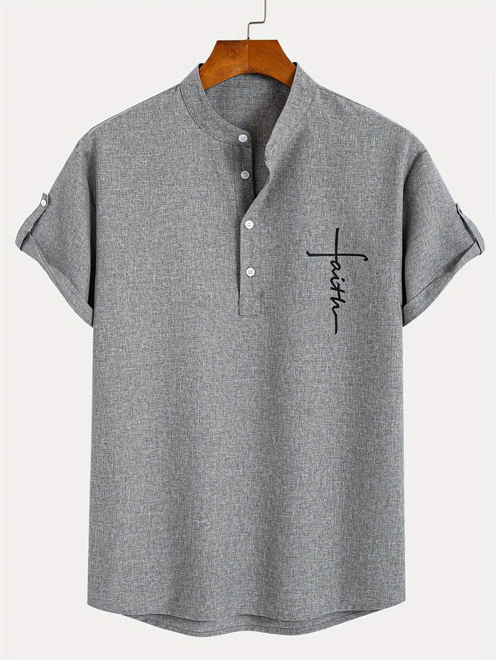 Elliott – Camisa Elegante de Manga Corta con Cuello Alto