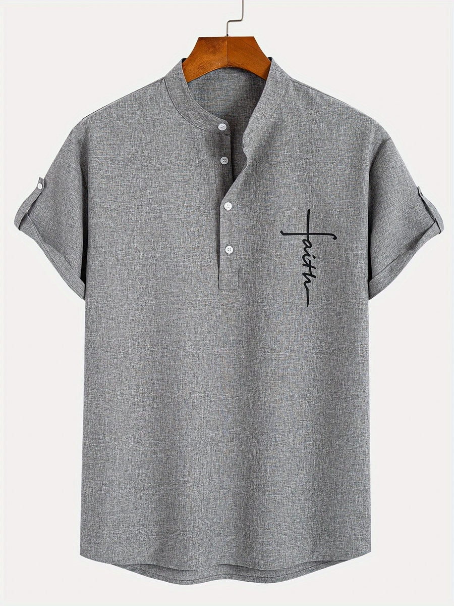 Elliott – Camisa Elegante de Manga Corta con Cuello Alto