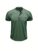 Saxon - Elegante Camiseta de Cuello Redondo con Bolsillo