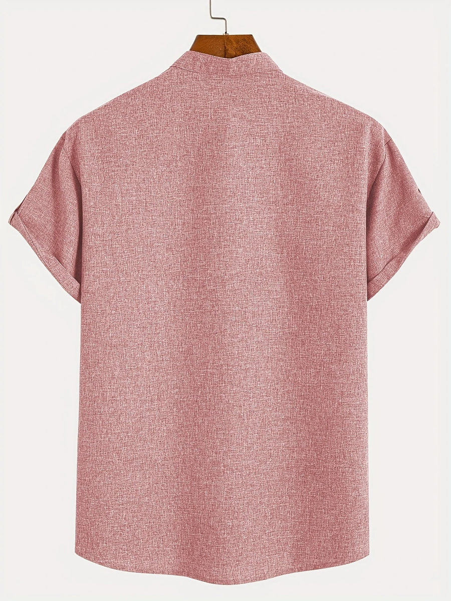 Elliott – Camisa Elegante de Manga Corta con Cuello Alto