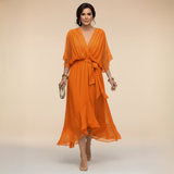 Monica - Vestido de chiffon con escote en V