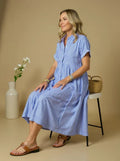 Sara™ – Vestido camisero de rayas con corte relajado y bolsillos laterales