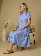 Sara™ – Vestido camisero de rayas con corte relajado y bolsillos laterales