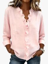 Ana&José | BLUSA CON CUELLO DE VOLANTES EN V PARA MUJER