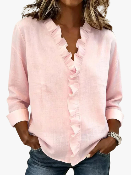 Ana&José | BLUSA CON CUELLO DE VOLANTES EN V PARA MUJER
