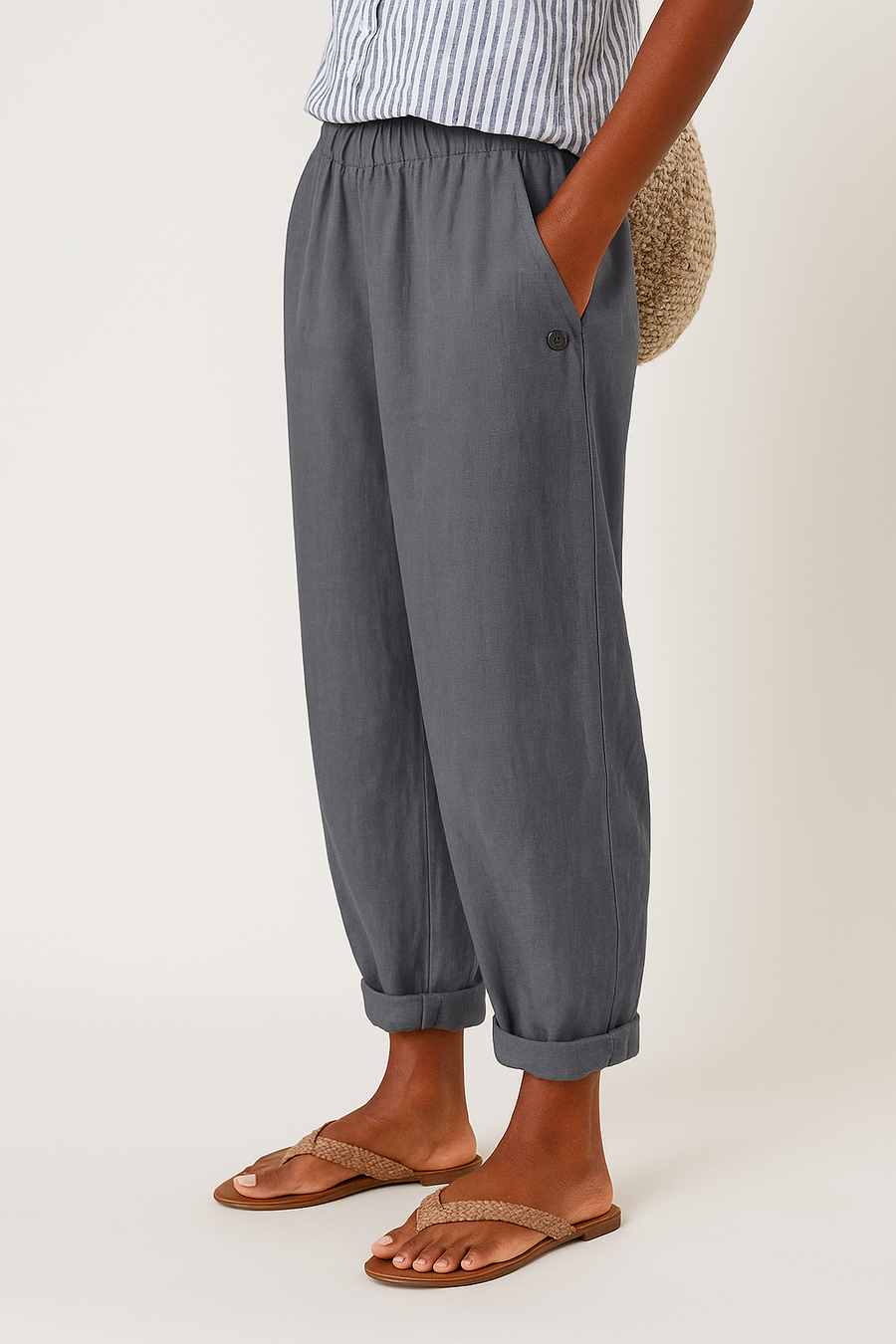 Ana&José | PANTALÓN TIPO ZANAHORIA DE MEZCLA DE LINO PARA MUJER