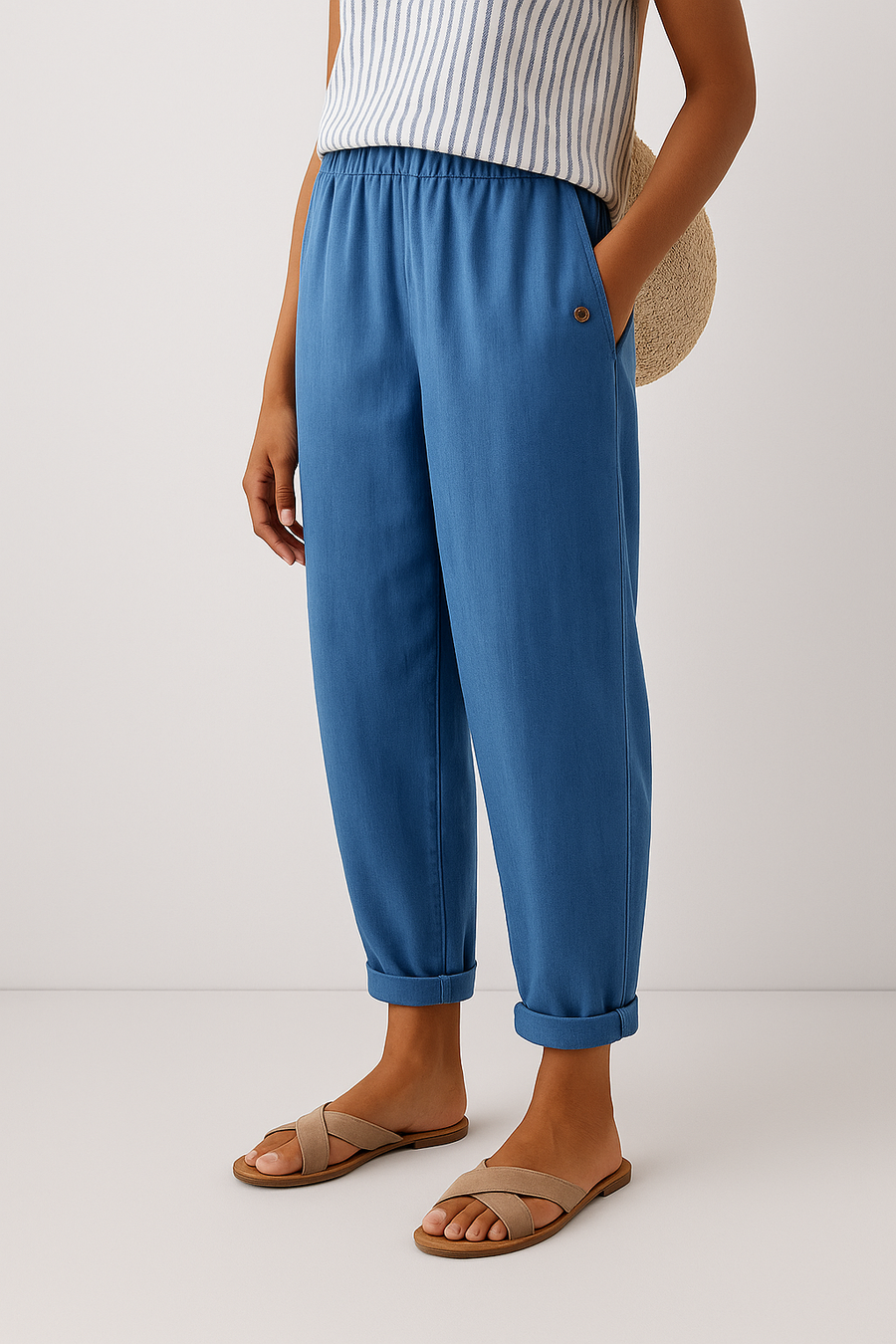 Ana&José | PANTALÓN TIPO ZANAHORIA DE MEZCLA DE LINO PARA MUJER