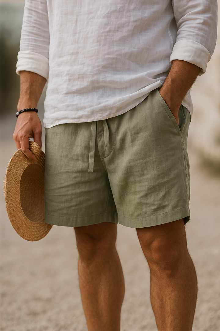 AnaJosé™ | Pantalones cortos elegantes de lino con cintura elástica
