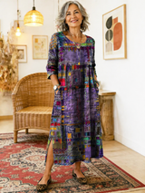 Ana&José™ | Vestido Denim con Patchwork Étnico