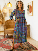 Ana&José™ | Vestido Denim con Patchwork Étnico