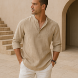 Ana&José | Camisa Henley de algodón con efecto lino
