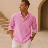 Ana&José | Camisa Henley de algodón con efecto lino
