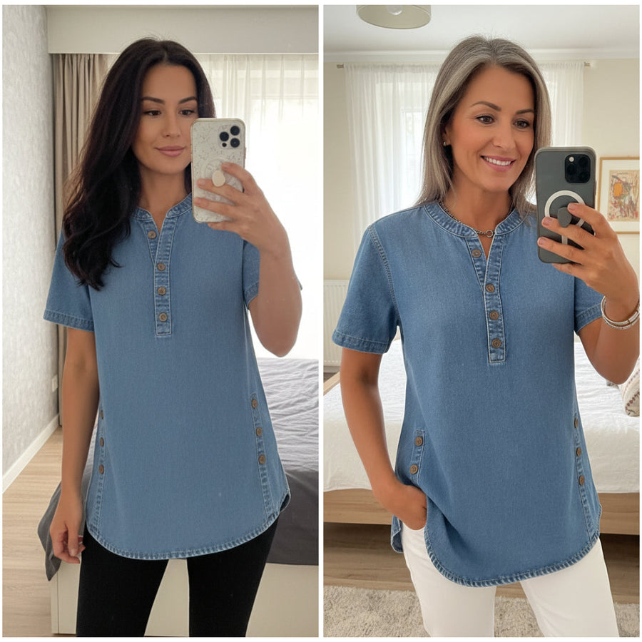 Aria | Blusa de denim con ajuste holgado