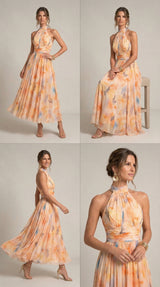 Ana&José™ | Vestido de Cuello Halter con Estampado de Acuarela