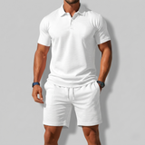 Conjunto de Polo de Manga Corta y Pantalones Cortos para Hombre con Cintura Ajustable