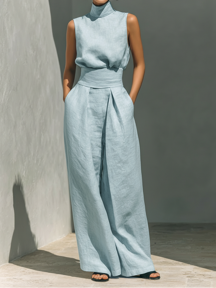 Maria - Conjunto de top y pantalones anchos