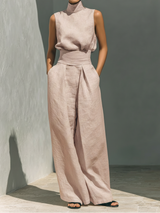 Maria - Conjunto de top y pantalones anchos